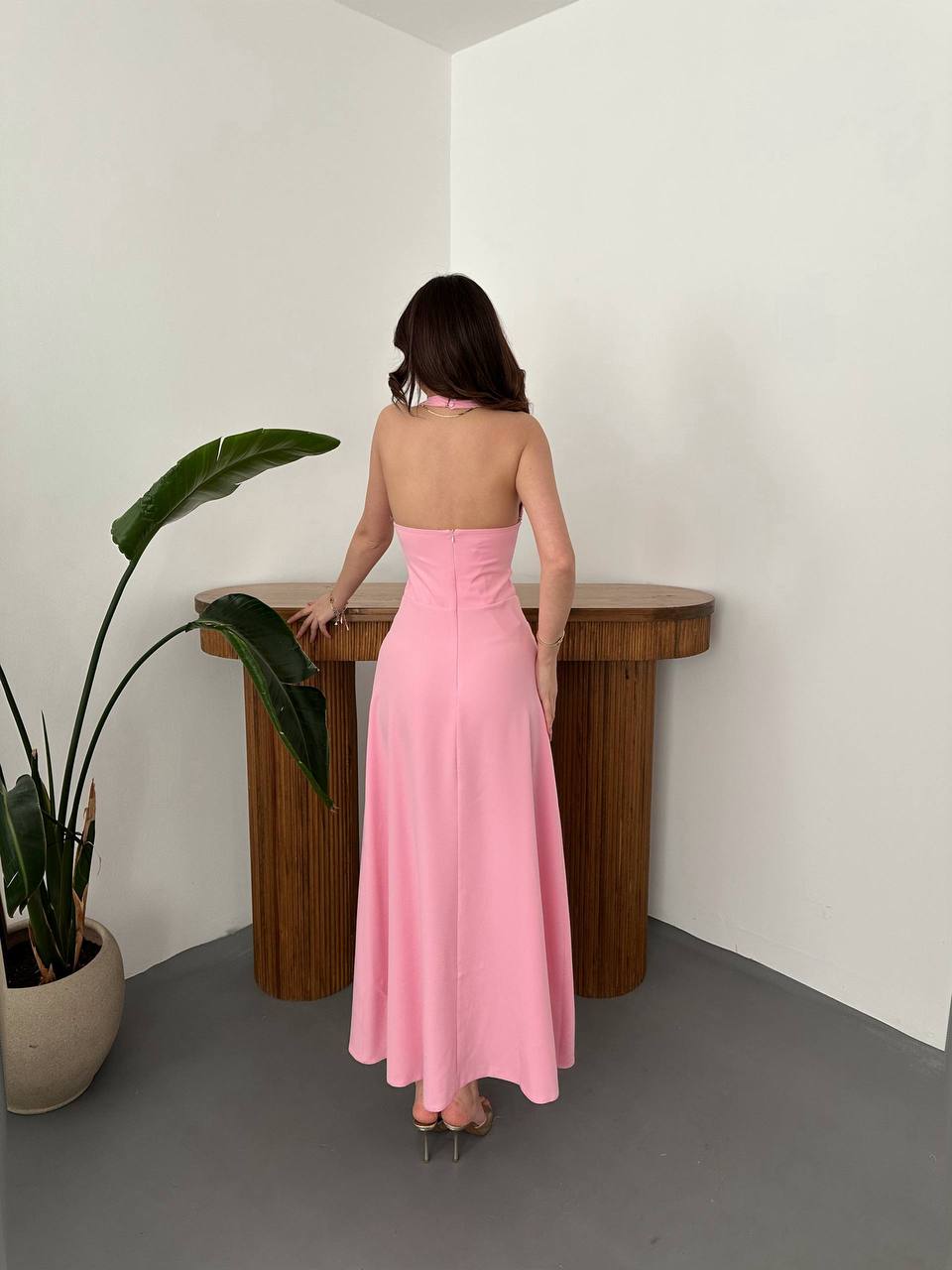 BLUSH PINK SATIN COCKTAIL DRESS WITH PADDED BUST CUPS