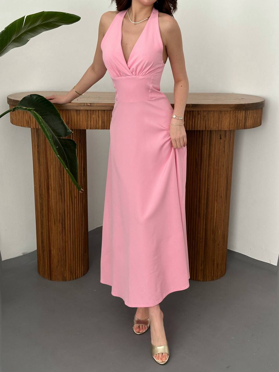 BLUSH PINK SATIN COCKTAIL DRESS WITH PADDED BUST CUPS