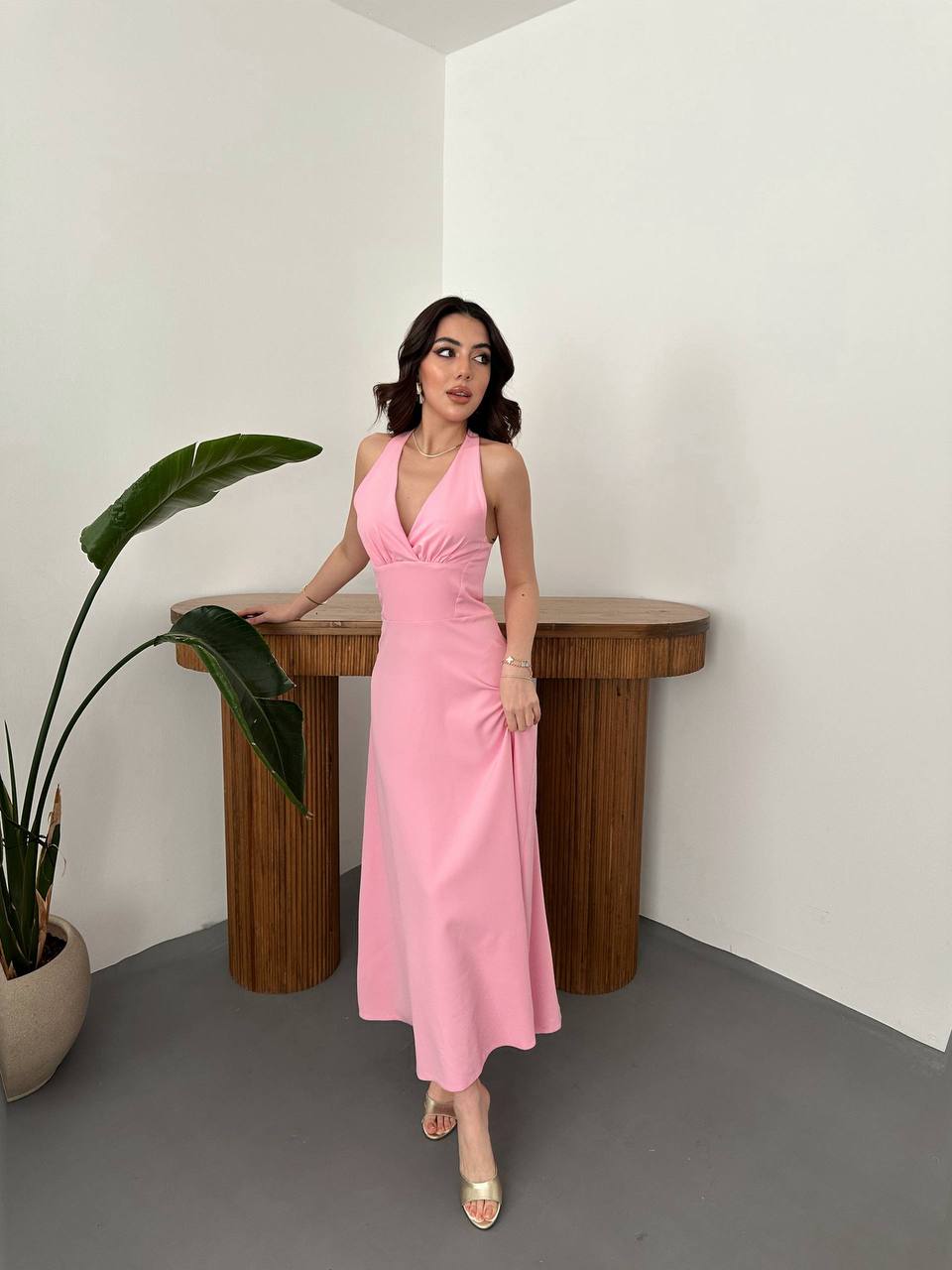 BLUSH PINK SATIN COCKTAIL DRESS WITH PADDED BUST CUPS