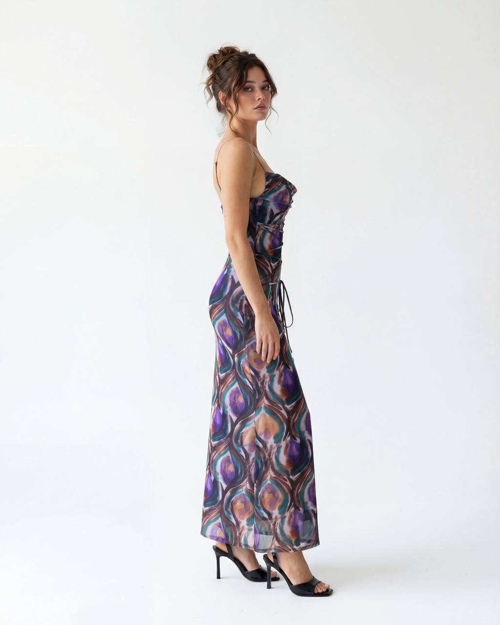 RUCHED BODIECE AND CRISS-CROSS WAIST DETAIL
