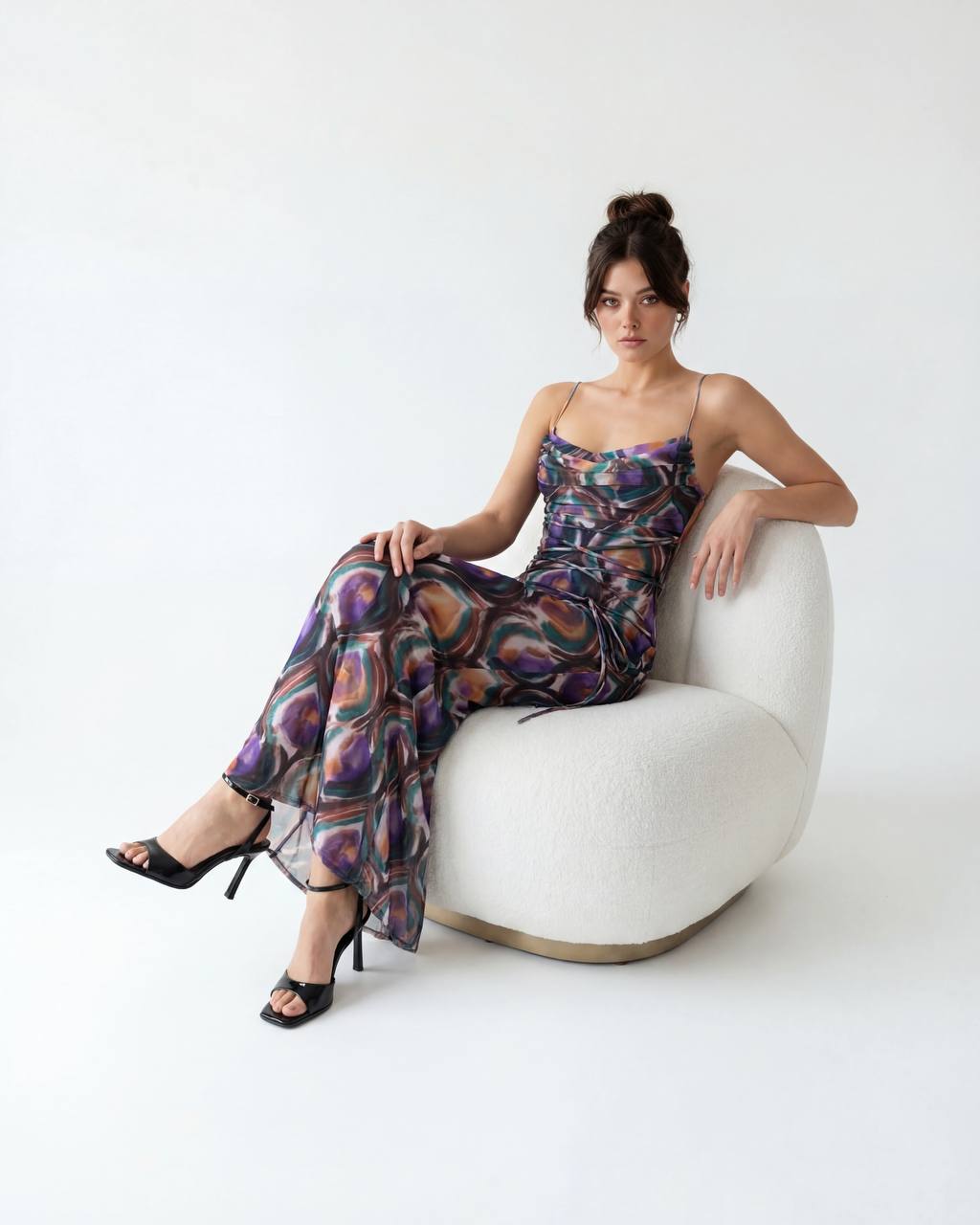 RUCHED BODIECE AND CRISS-CROSS WAIST DETAIL
