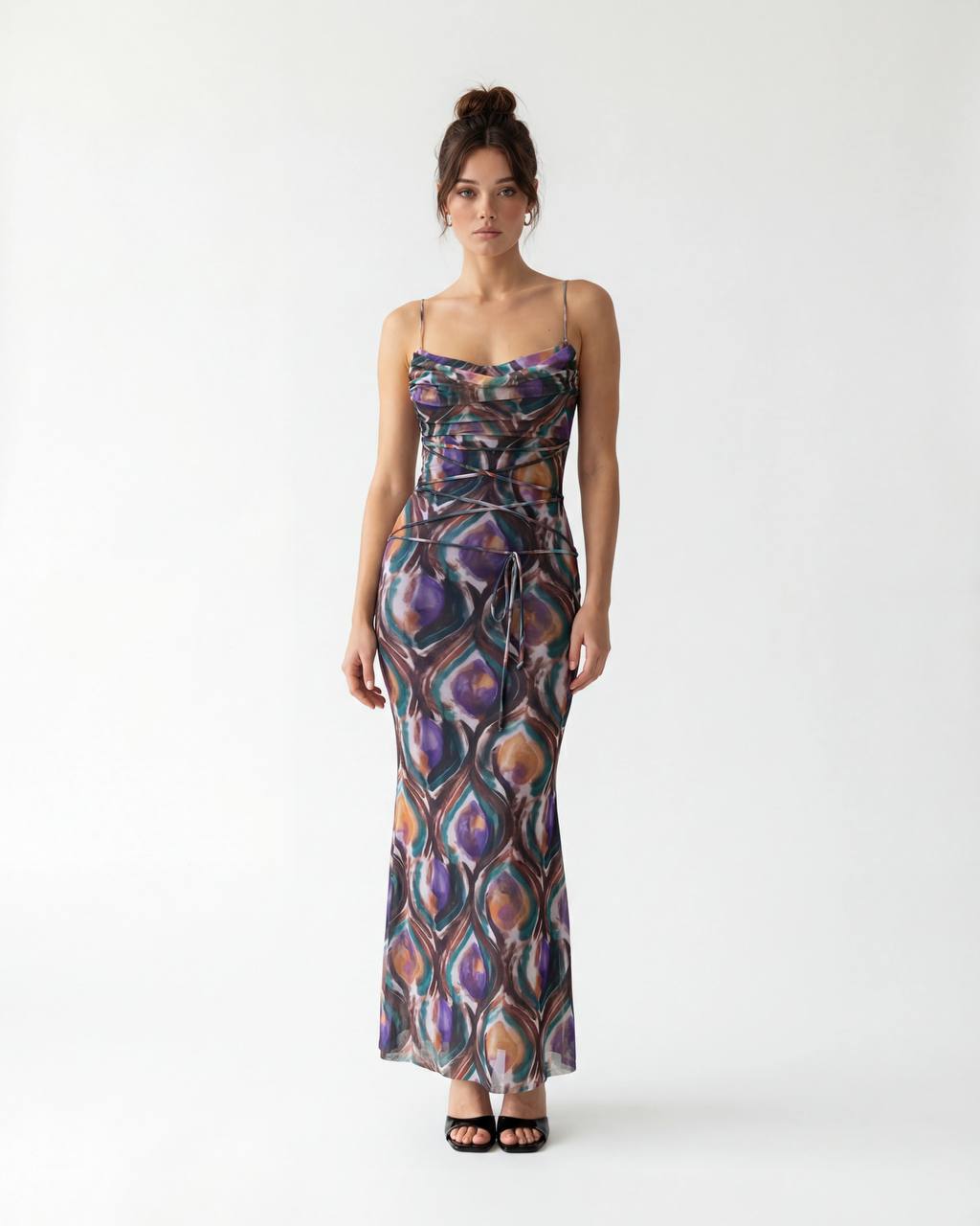 RUCHED BODIECE AND CRISS-CROSS WAIST DETAIL