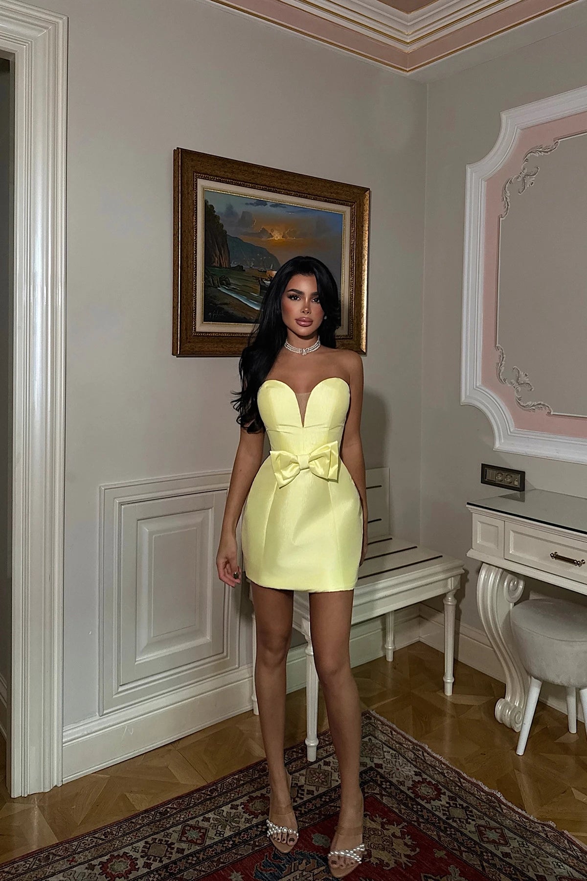 YELLOW LUELLA MINI EVENING DRESS