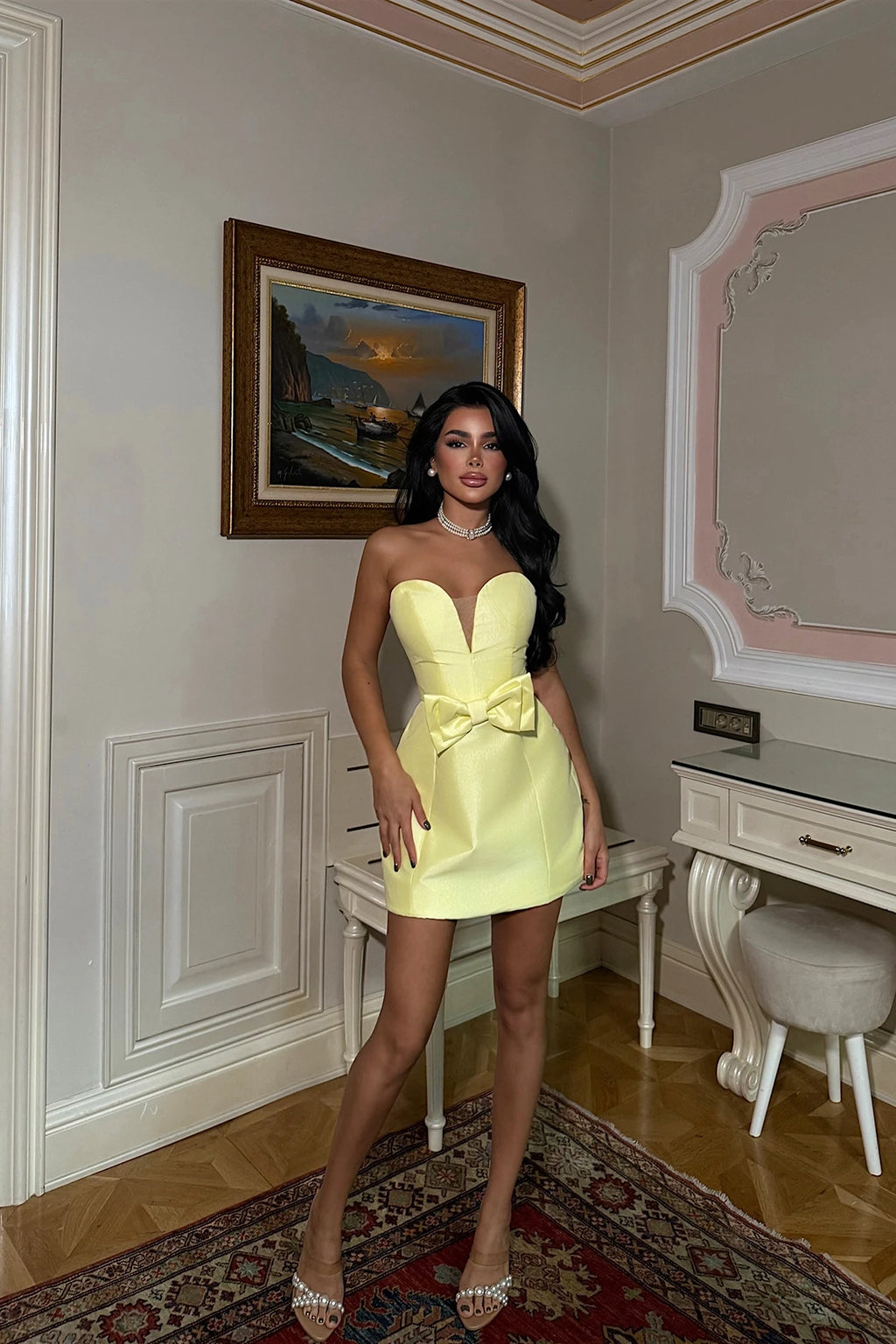 YELLOW LUELLA MINI EVENING DRESS