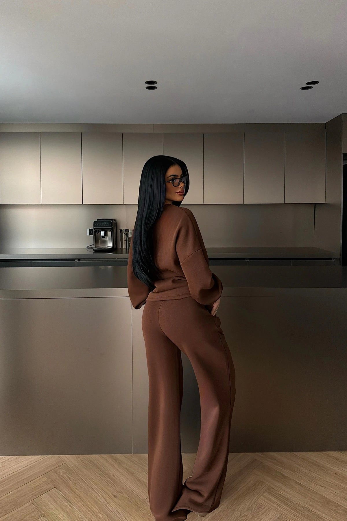 BROWN BELT DETAIL TROUSER SET