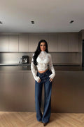 WHITE LACE TRANSPARENT BLOUSE