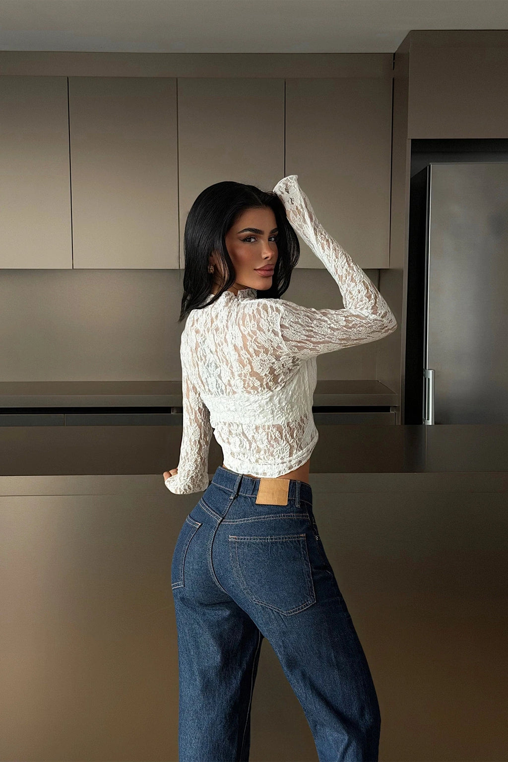 WHITE LACE TRANSPARENT BLOUSE