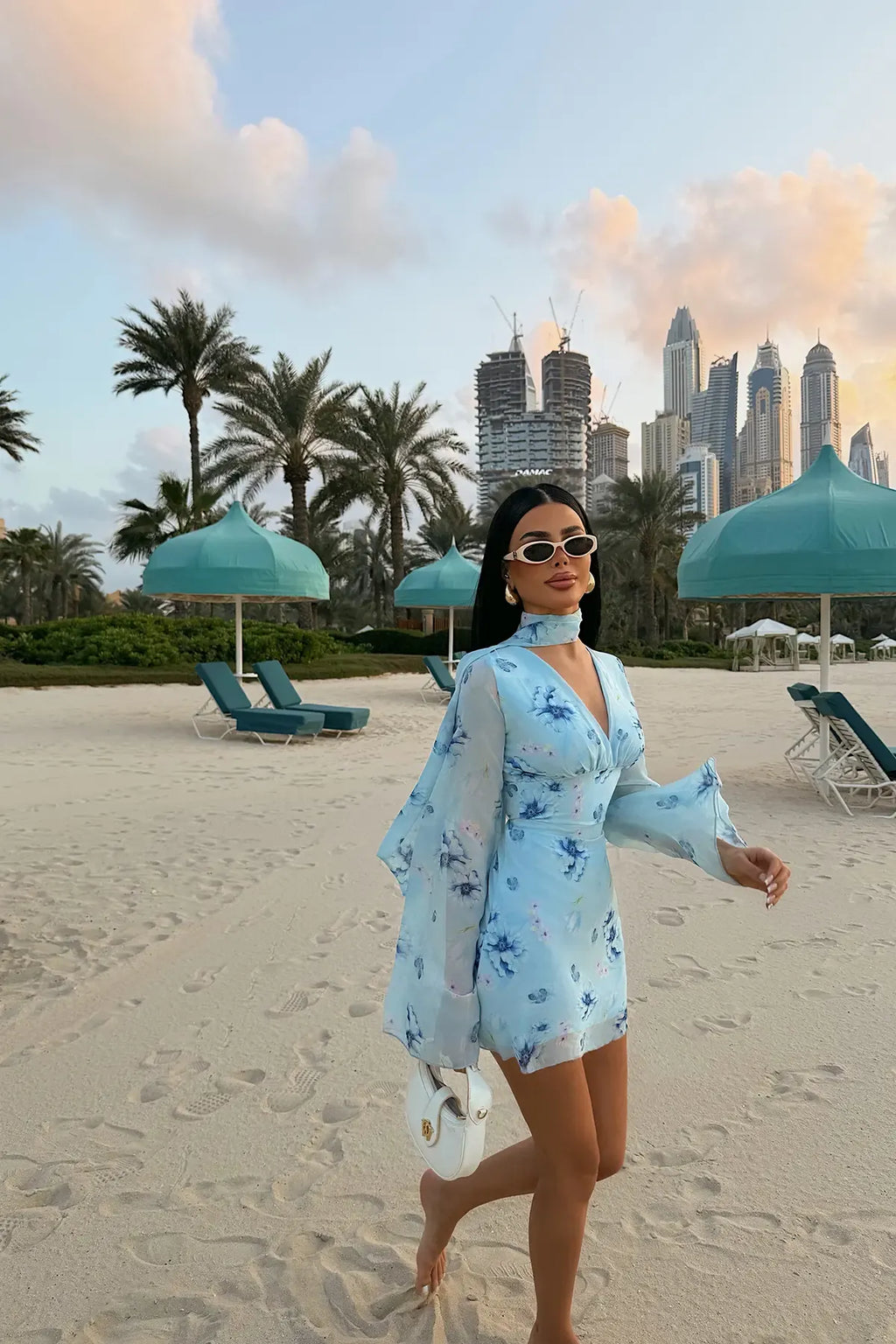 BLUE FLORAL MINI SUMMER DRESS