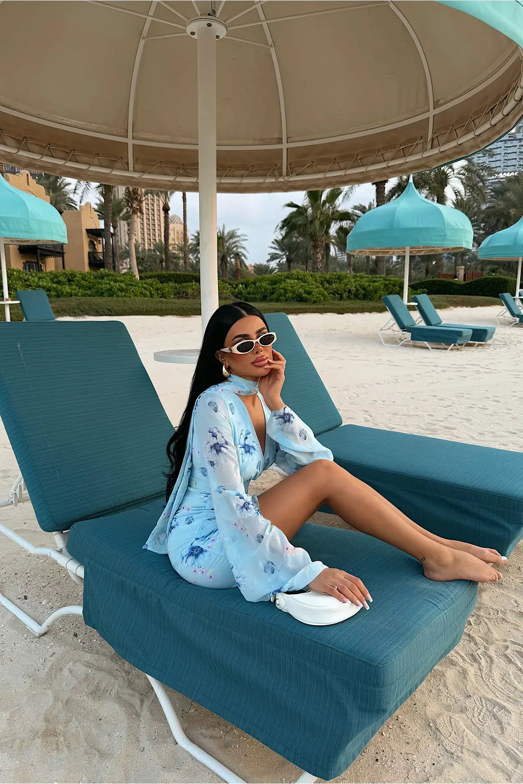 BLUE FLORAL MINI SUMMER DRESS