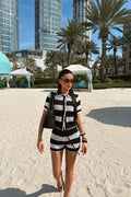 TWO-TONE KNITTED SHORTS SET