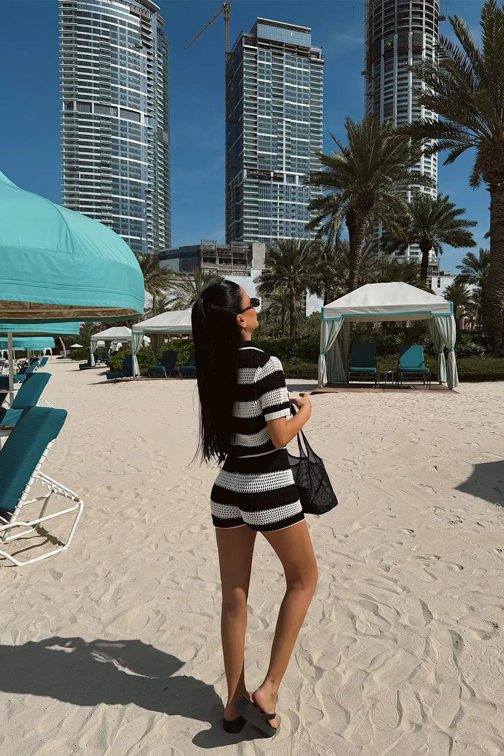 TWO-TONE KNITTED SHORTS SET