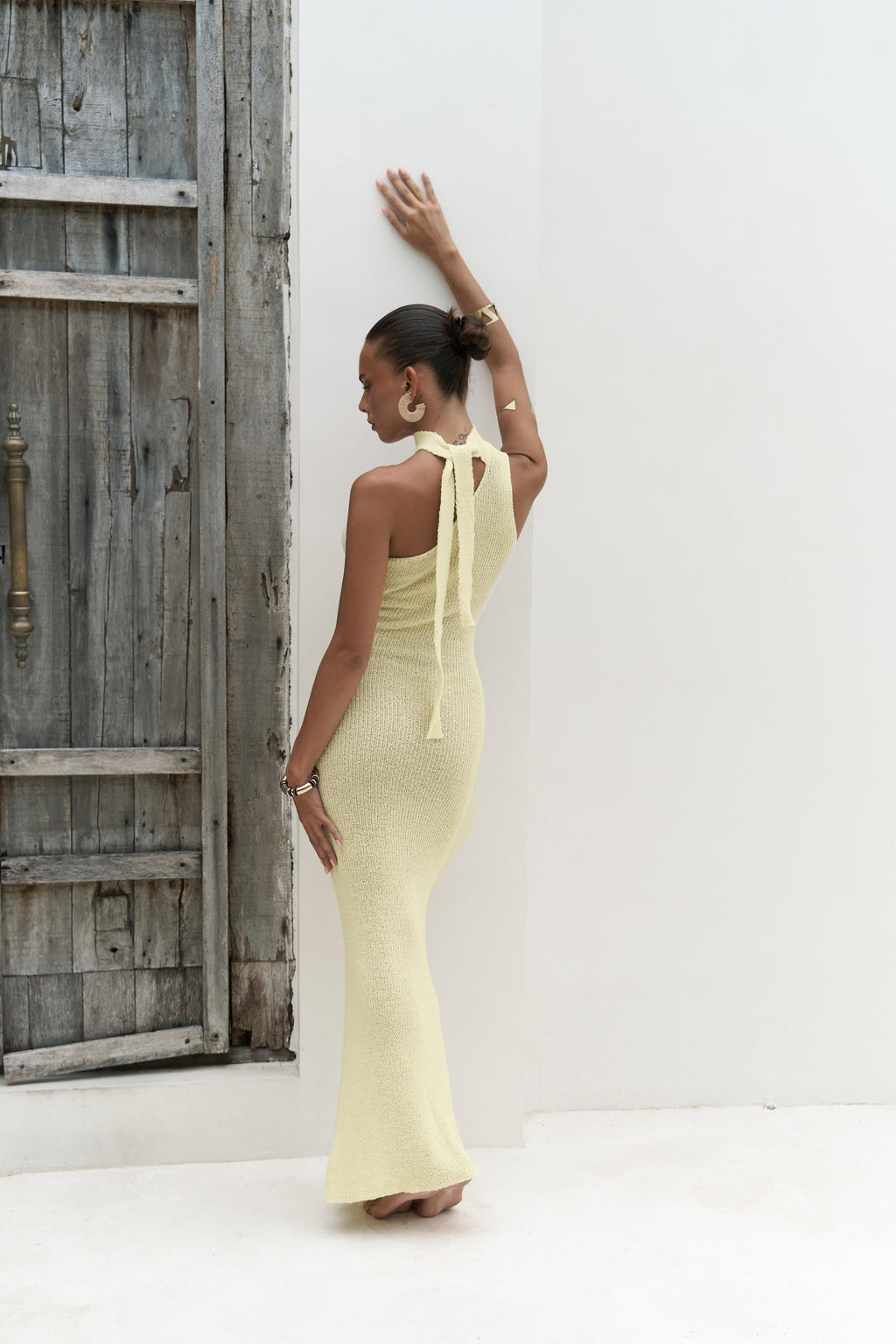 YELLOW ONE SHOULDER BODYCON MAXI DRESS
