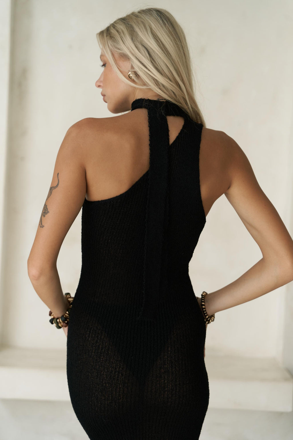BLACK ONE SHOULDER BODYCON MAXI DRESS