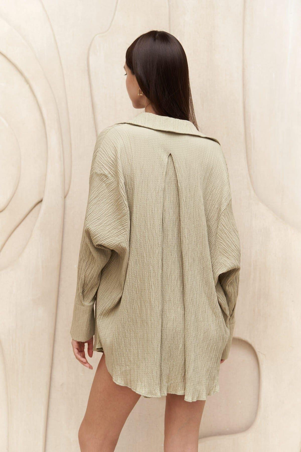 KHAKI OVERSIZED CASUAL SHIRT