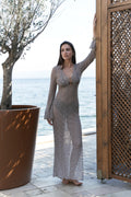 MINK V-NECK FLOOR-LENGTH MAXI DRESS