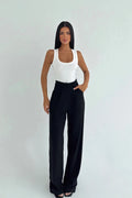 BLACK HIGH-WAISTED PANTS