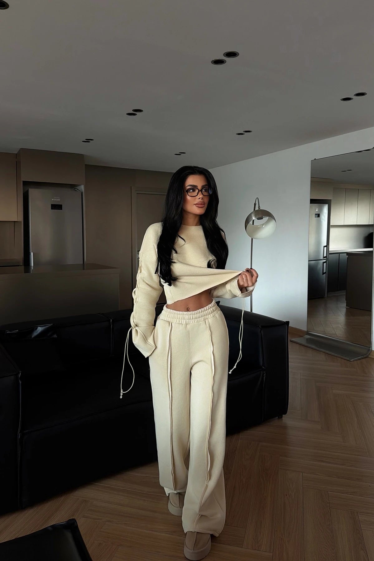 CREAM STITCHED DETAIL SUIT