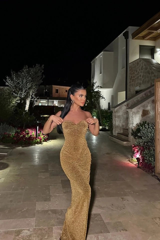 DIANORA GOLD SILVERY LONG DRESS