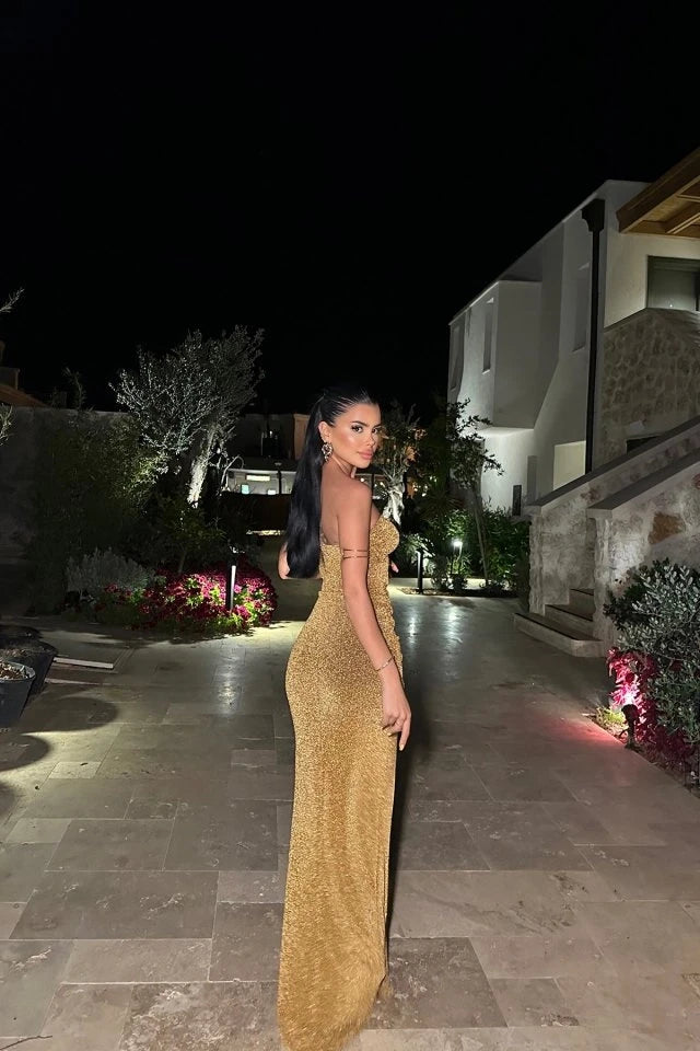 DIANORA METALLIC GOLD & SILVER MAXI DRESS
