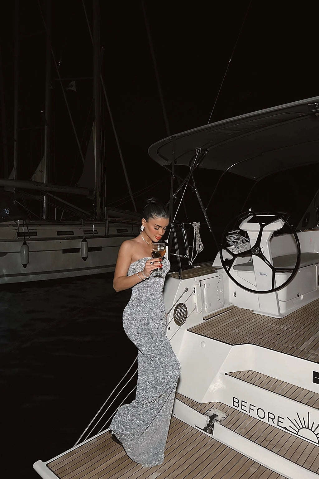 DIANORA GRAY STRAPLESS MAXI DRESS