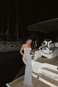 DIANORA GRAY STRAPLESS MAXI DRESS