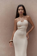 BEIGE SATIN SLIP MAXI DRESS
