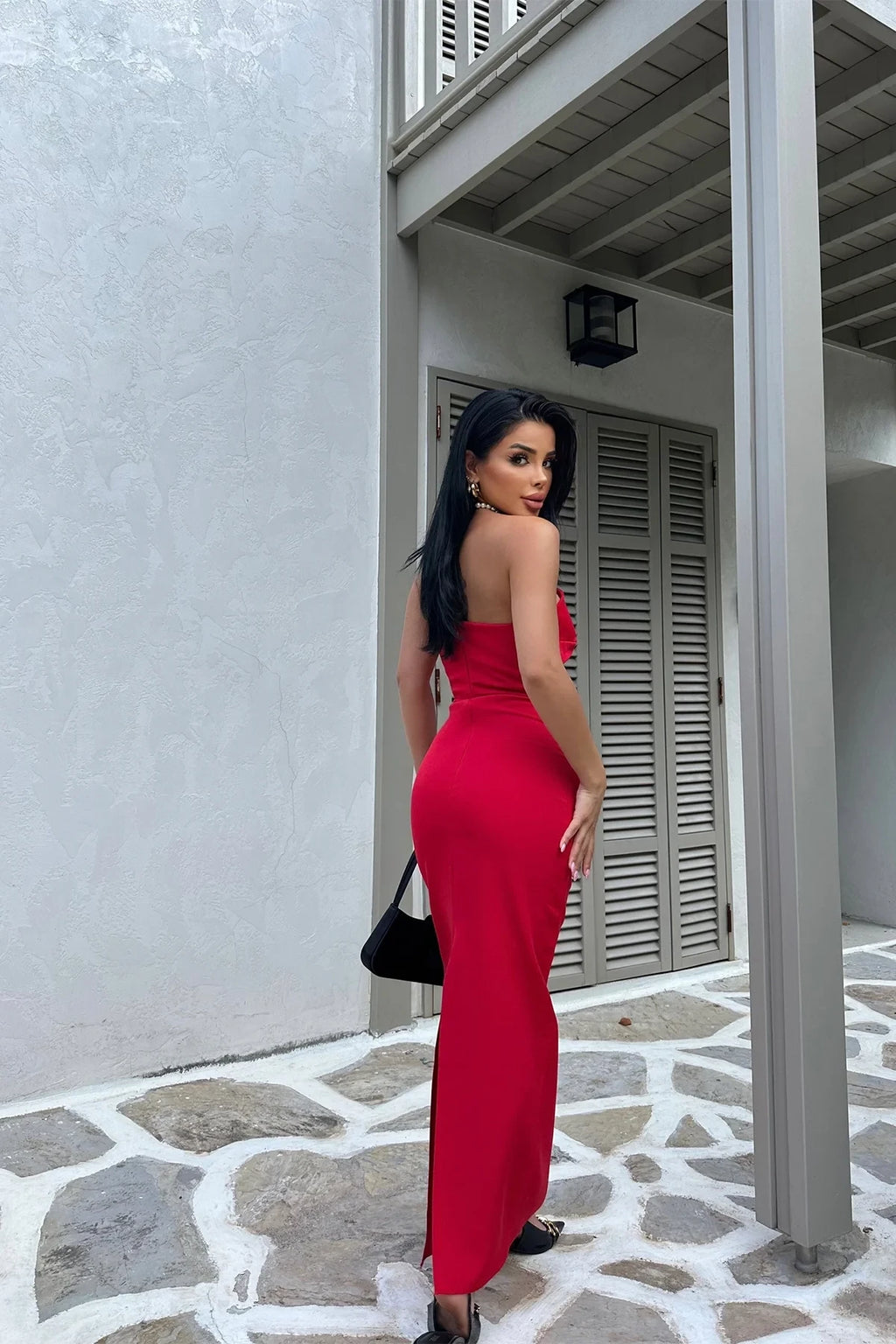 RED EVENING MAXI DRESS