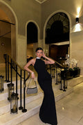 BLACK NOAH STONE DETAIL LONG DRESS
