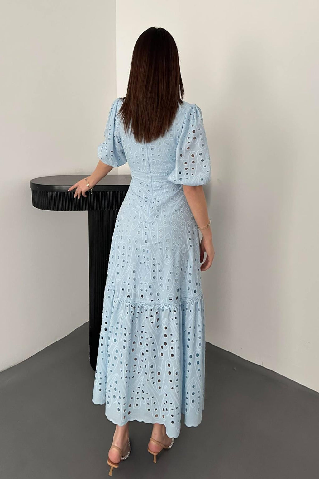 BABY BLUE LACE EMBROIDERED MAXI DRESS
