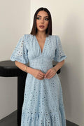 BABY BLUE LACE EMBROIDERED MAXI DRESS