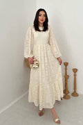 BEIGE LACE MAXI DRESS