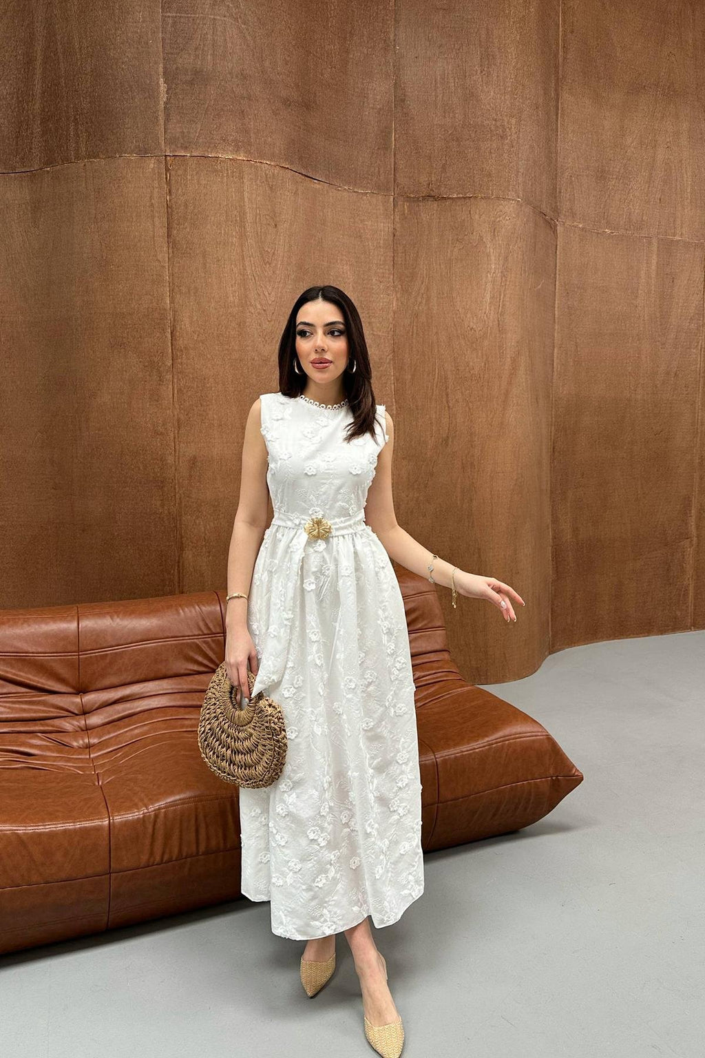 OFF-WHITE 3D EMBROIDERED MAXI DRESS