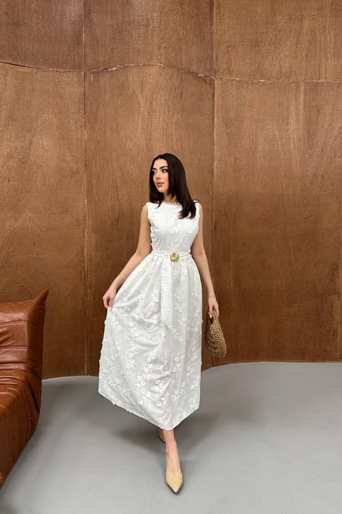 OFF-WHITE 3D EMBROIDERED MAXI DRESS