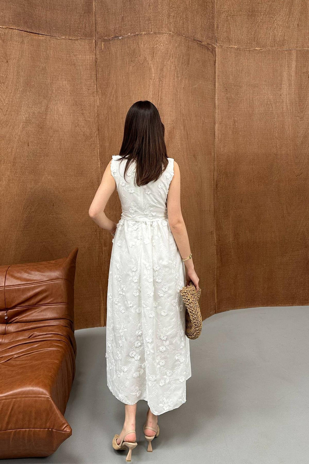 OFF-WHITE 3D EMBROIDERED MAXI DRESS