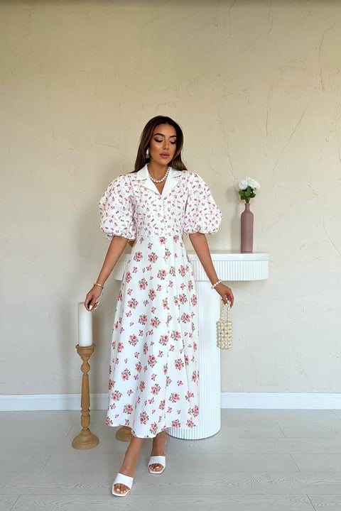 OFF-WHITE DIGITAL PRINT MAXI DRESS