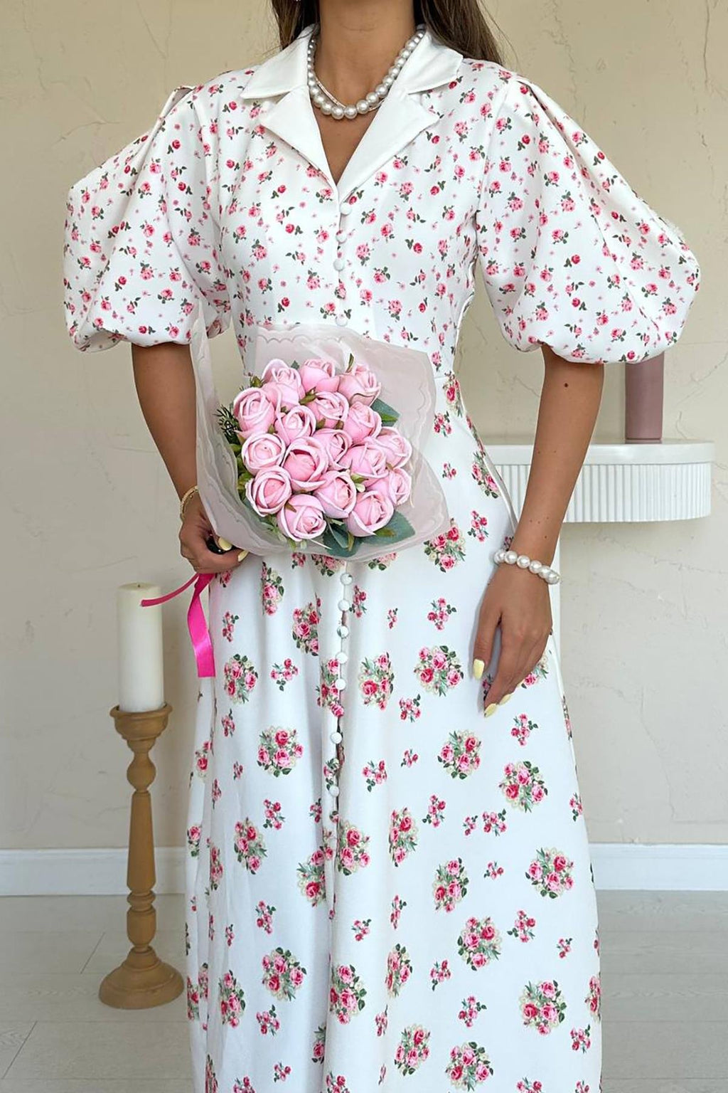 OFF-WHITE DIGITAL PRINT MAXI DRESS