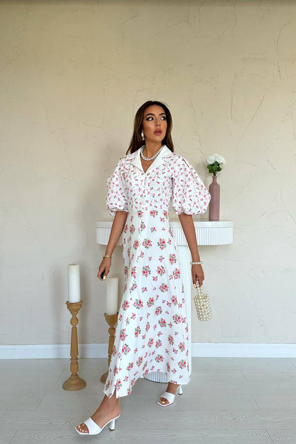 OFF-WHITE DIGITAL PRINT MAXI DRESS