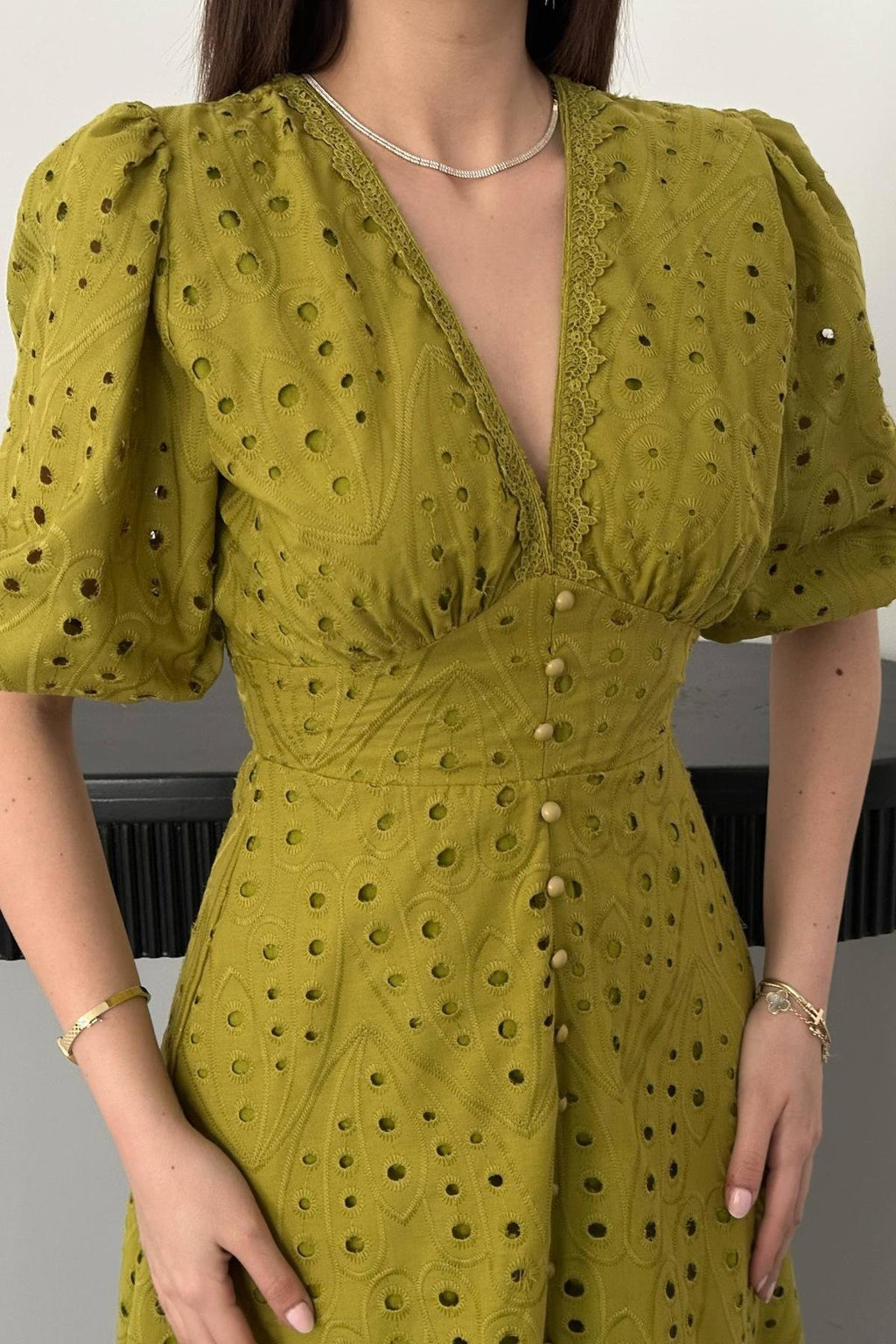 PISTACHIO GREEN LACE EMBROIDERED MAXI DRESS