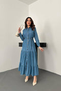 BLUE DENIM SHIRT MIDI DRESS