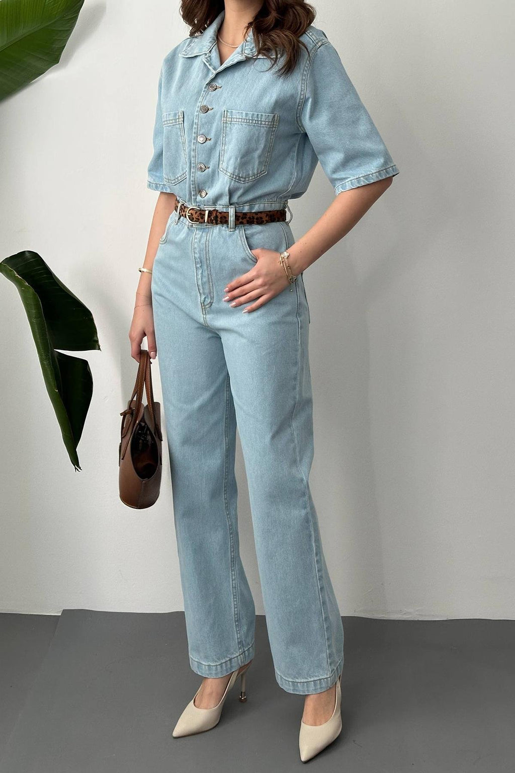 BLUE CASUAL DENIM OVERALLS