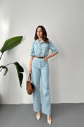 BLUE CASUAL DENIM OVERALLS