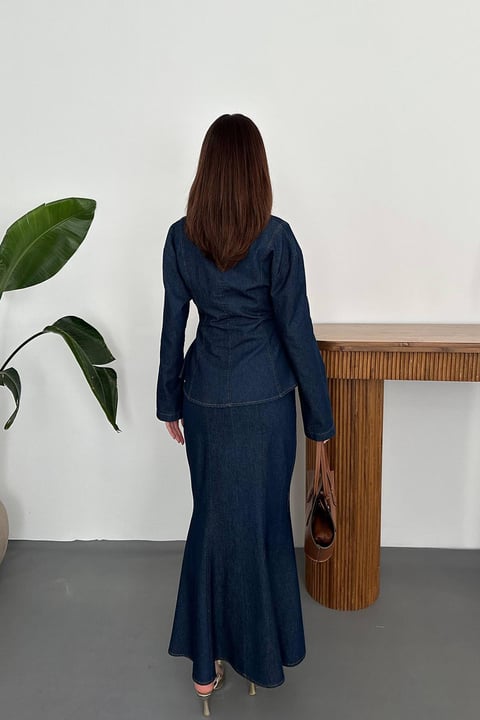 BLUE RAW DENIM TWO-PIECE SET