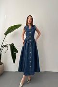 BLUE LONG DENIM DRESS