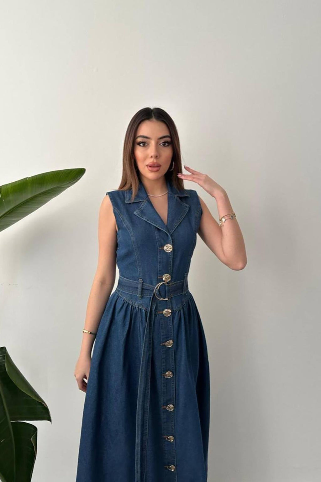 BLUE LONG DENIM DRESS