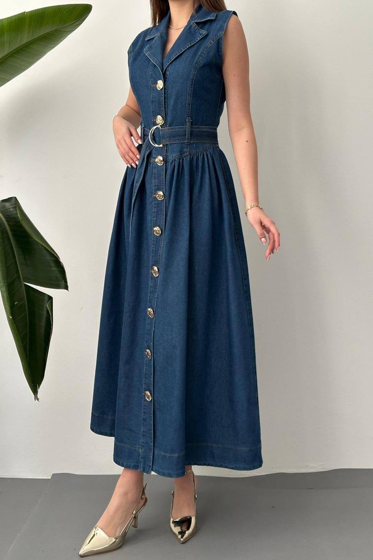 BLUE LONG DENIM DRESS