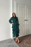 EMERALD RIBBED LAYERED MAXI DRESS